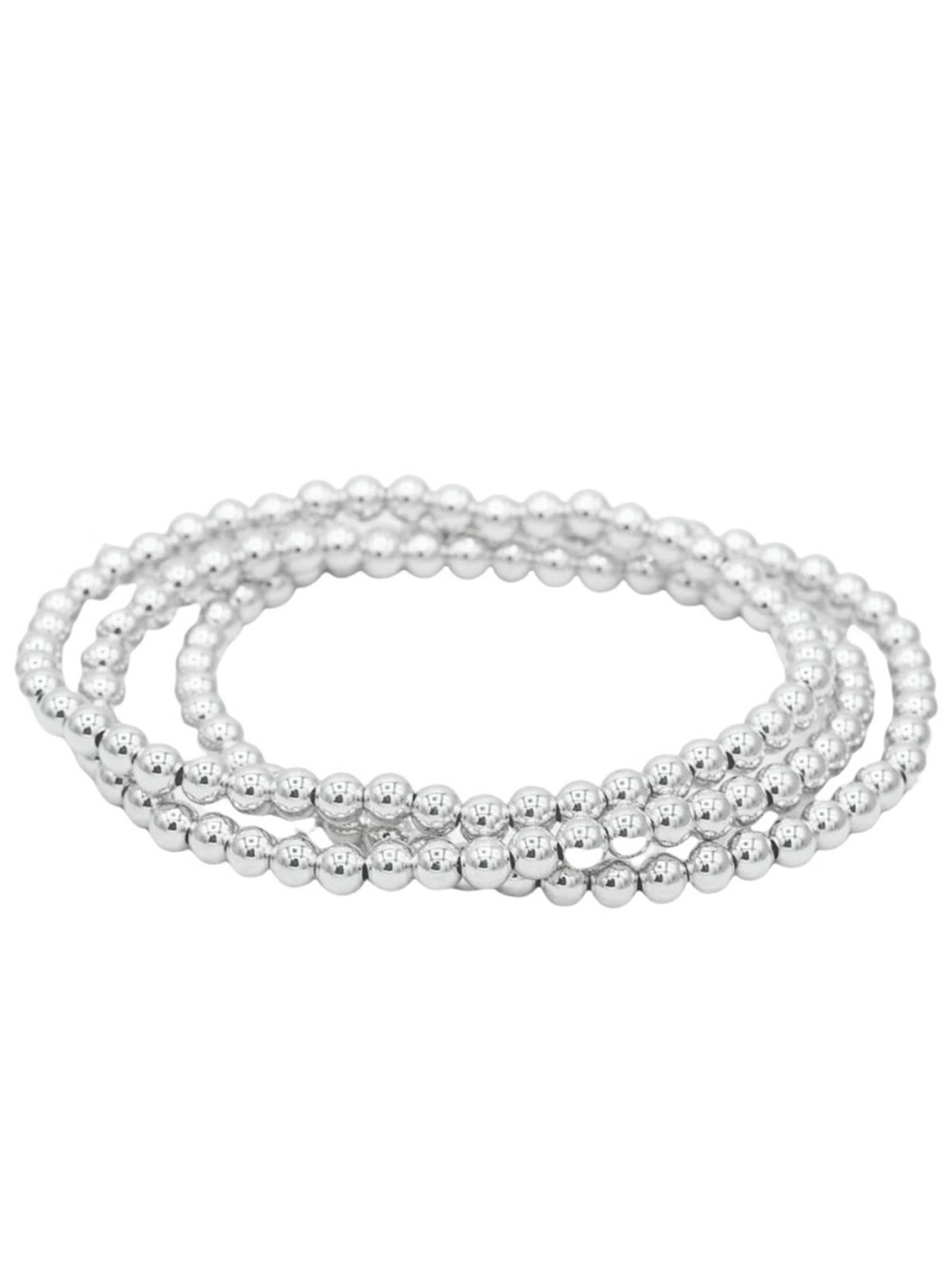 3 Hand Crafted Sterling Silver Beaded Bracelets 6mm